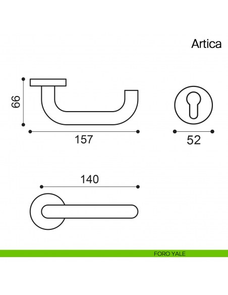 Maniglia per porta Artica Manital in acciaio con rosetta tonda foro yale