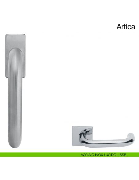Maniglia martellina DK per finestra Artica Manital in acciaio inox lucido