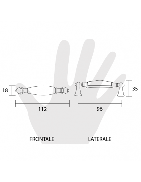 Maniglia per mobile ceramica panna decorata Metal Style disegno