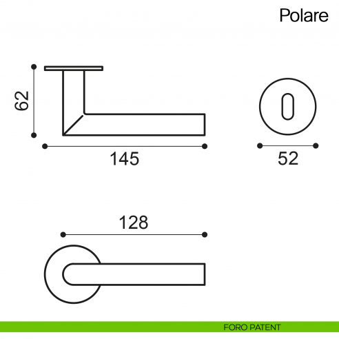 Maniglia per porta Polare Manital in acciaio con rosetta tonda foro patent