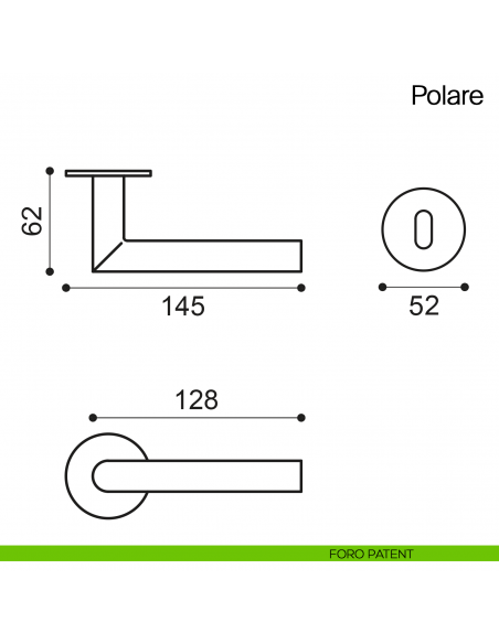 Maniglia per porta Polare Manital in acciaio con rosetta tonda foro patent