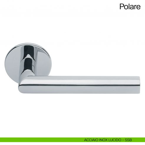 Maniglia per porta Polare Manital in acciaio con rosetta tonda acciaio inox lucido