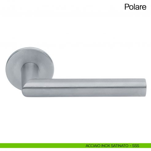 Maniglia per porta Polare Manital in acciaio con rosetta tonda acciaio inox satinato