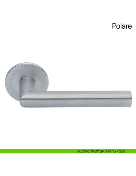 Maniglia per porta Polare Manital in acciaio con rosetta tonda acciaio inox satinato