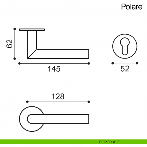 Maniglia per porta Polare Manital in acciaio con rosetta tonda foro yale