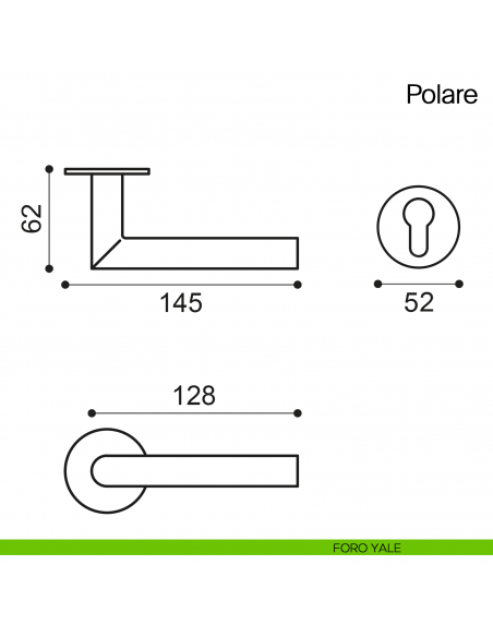 Maniglia per porta Polare Manital in acciaio con rosetta tonda foro yale
