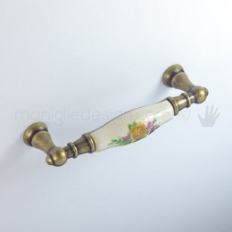Maniglia per mobile ceramica panna decorata Metal Style