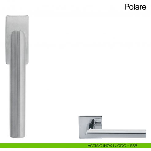 Maniglia martellina DK per finestra Polare Manital in acciaio inox lucido