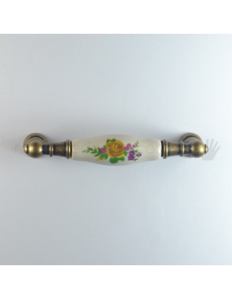 Maniglia per mobile ceramica panna decorata Metal Style