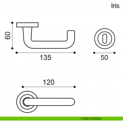 Maniglia per porta Iris Manital foro patent