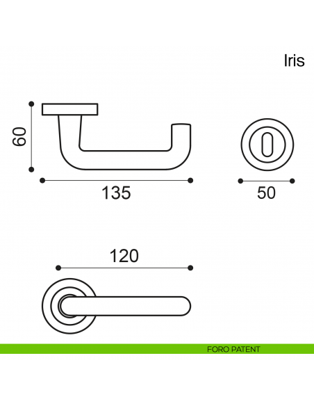 Maniglia per porta Iris Manital foro patent