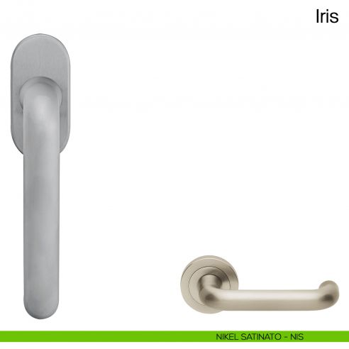 Maniglia martellina DK per finestra Iris Manital nikel satinato