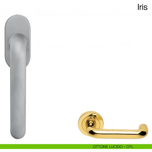 Maniglia martellina DK per finestra Iris Manital ottone lucido