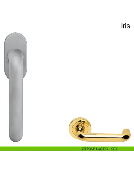 Maniglia martellina DK per finestra Iris Manital ottone lucido
