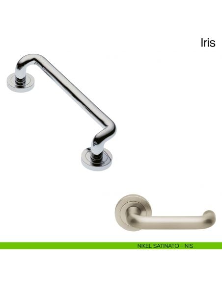 Maniglione per porta Iris Manital con rosette nikel satinato