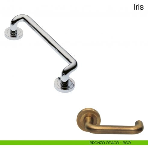 Maniglione per porta Iris Manital con rosette bronzo opaco