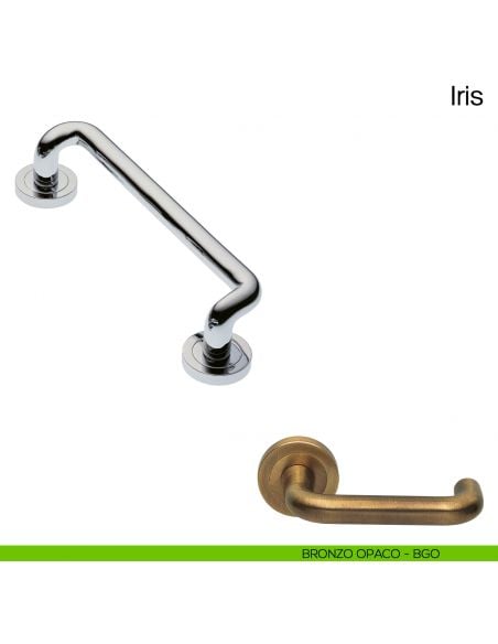 Maniglione per porta Iris Manital con rosette bronzo opaco
