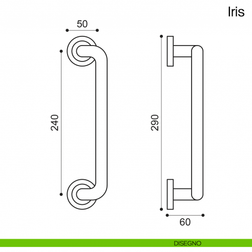 Maniglione per porta Iris Manital con rosette disegno