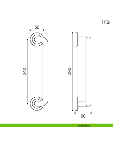 Maniglione per porta Iris Manital con rosette disegno