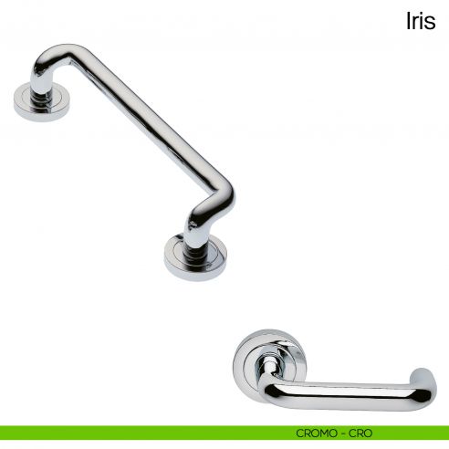 Maniglione per porta Iris Manital con rosette cromato