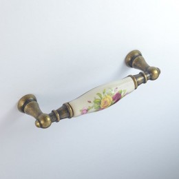 Maniglia per mobile ceramica panna decorata Metal Style