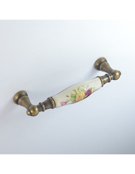 Maniglia per mobile ceramica panna decorata Metal Style