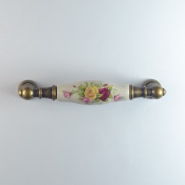 Maniglia per mobile ceramica panna decorata Metal Style 2