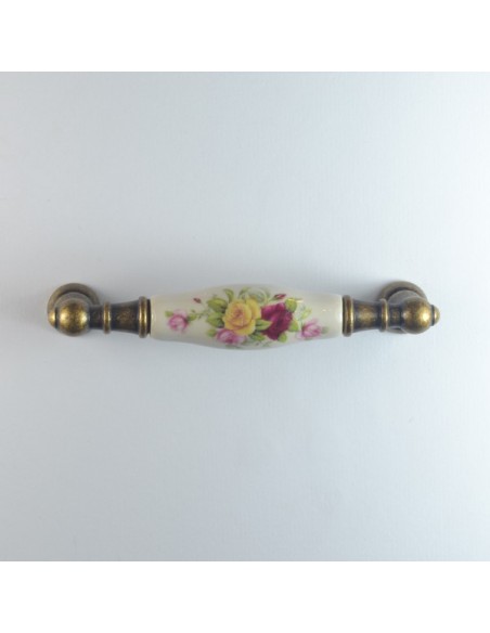 Maniglia per mobile ceramica panna decorata Metal Style