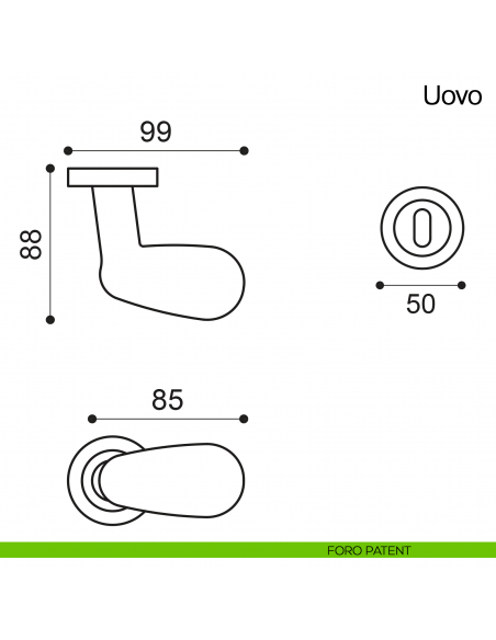 Maniglia per porta Uovo Manital foro patent