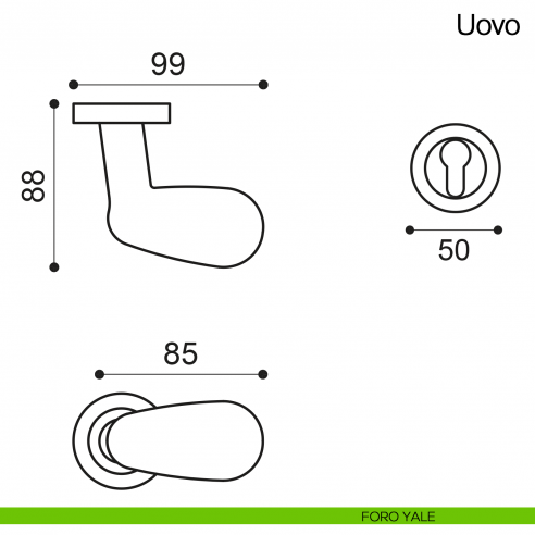 Maniglia per porta Uovo Manital foro yale