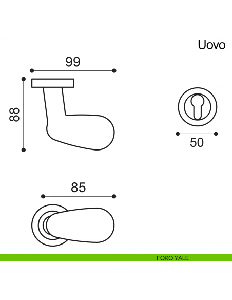 Maniglia per porta Uovo Manital foro yale