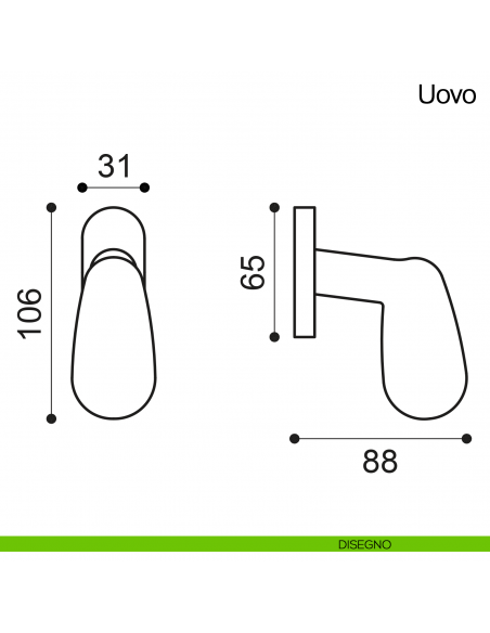 Maniglia martellina DK per finestra Uovo Manital disegno