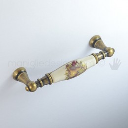Maniglia per mobile ceramica panna decorata Metal Style