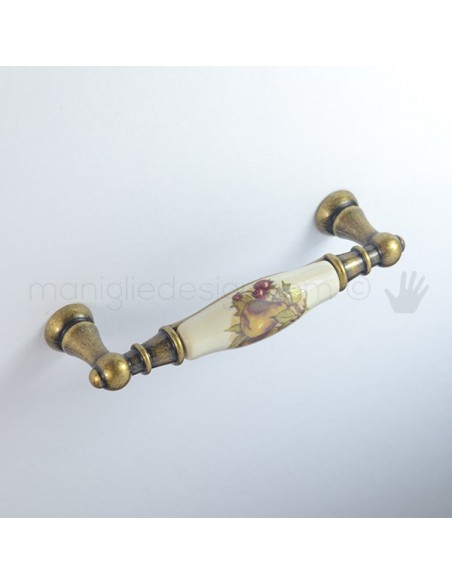 Maniglia per mobile ceramica panna decorata Metal Style