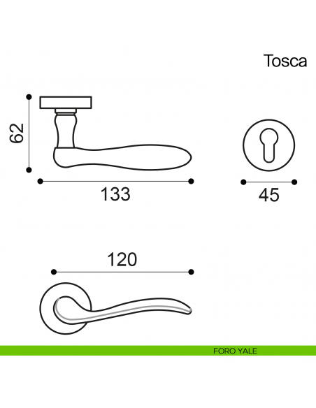 Maniglia per porta Tosca Manital foro yale