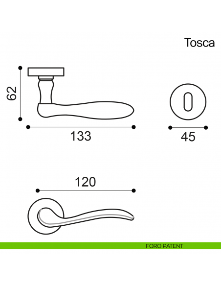 Maniglia per porta Tosca Manital foro patent