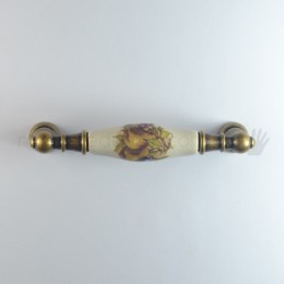 Maniglia per mobile ceramica panna decorata Metal Style 2