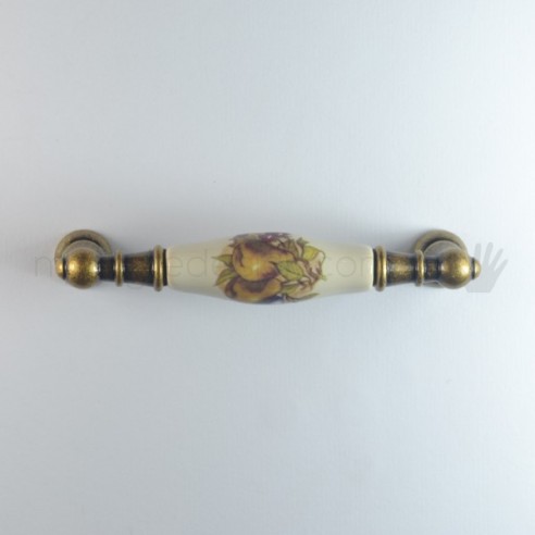 Maniglia per mobile ceramica panna decorata Metal Style