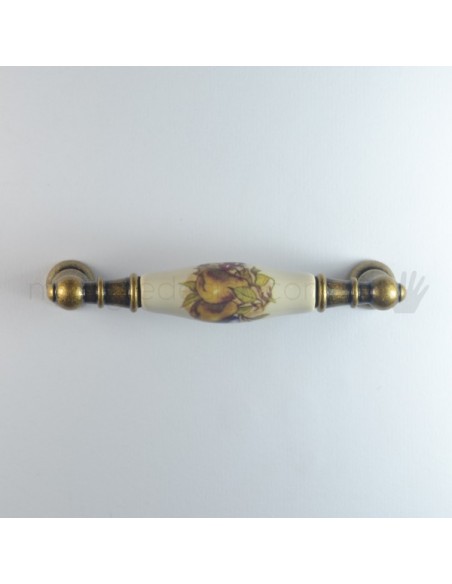 Maniglia per mobile ceramica panna decorata Metal Style