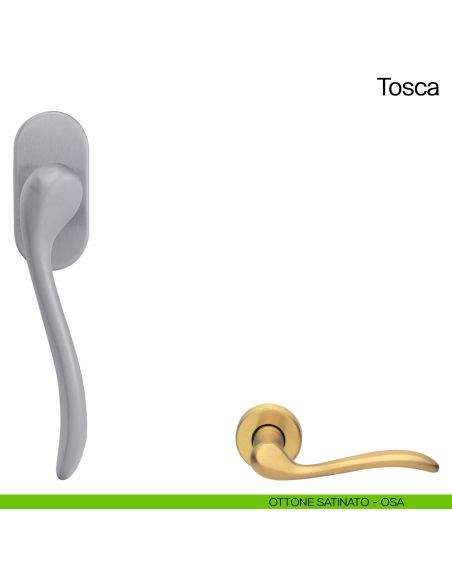 Maniglia martellina DK per finestra Tosca Manital ottone satinato