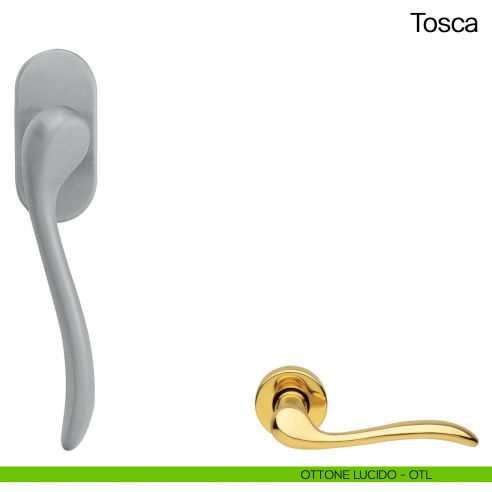 Maniglia martellina DK per finestra Tosca Manital ottone lucido