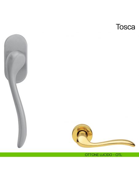 Maniglia martellina DK per finestra Tosca Manital ottone lucido