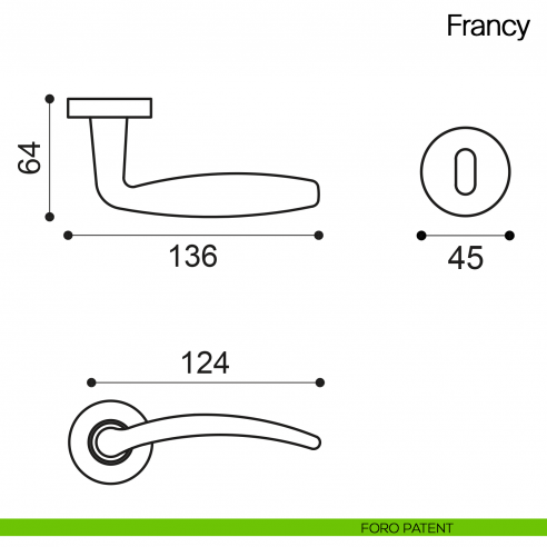Maniglia per porta Francy Manital foro patent