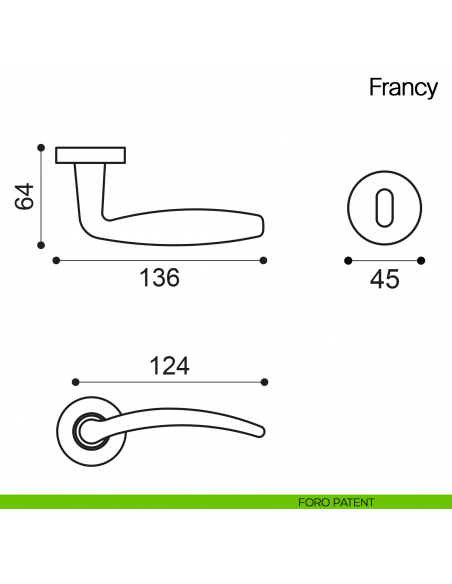 Maniglia per porta Francy Manital foro patent