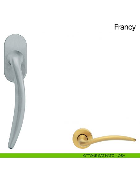 Maniglia martellina DK per finestra Francy Manital ottone satinato