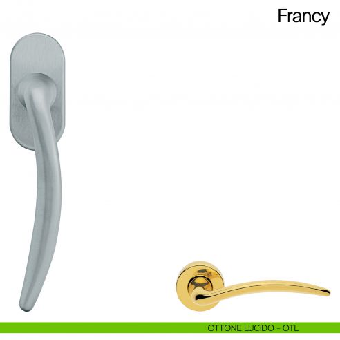 Maniglia martellina DK per finestra Francy Manital ottone lucido