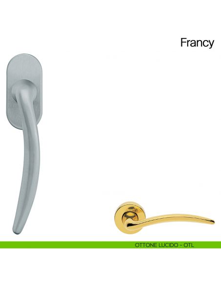 Maniglia martellina DK per finestra Francy Manital ottone lucido