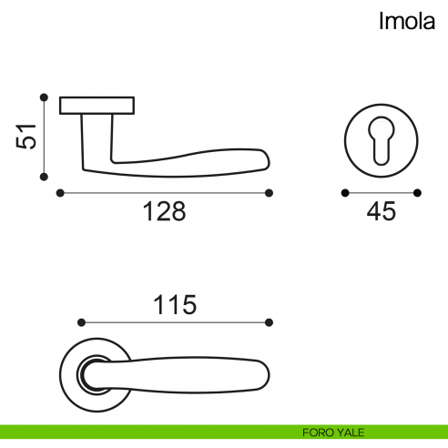 Maniglia per porta Imola Manital foro yale