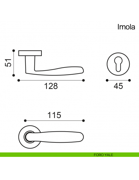 Maniglia per porta Imola Manital foro yale