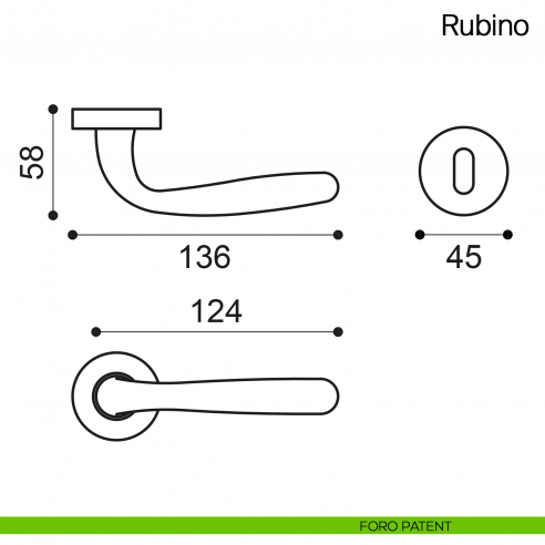Maniglia per porta Rubino Manital foro patent